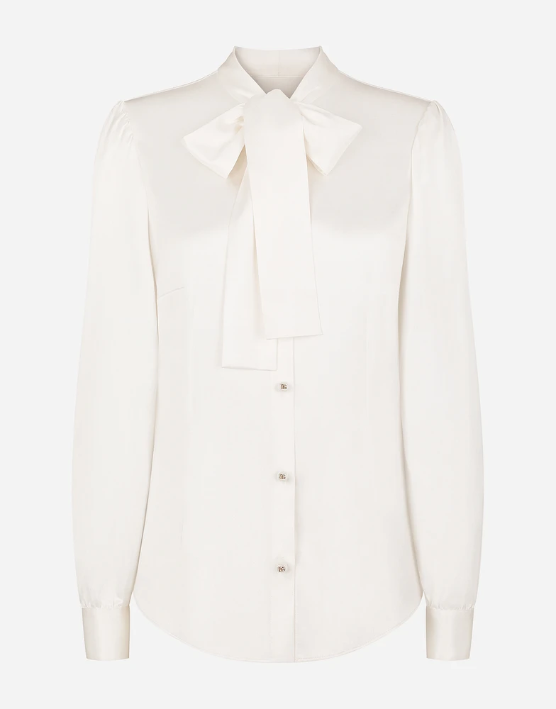 Satin shirt with pearl buttons DG logo