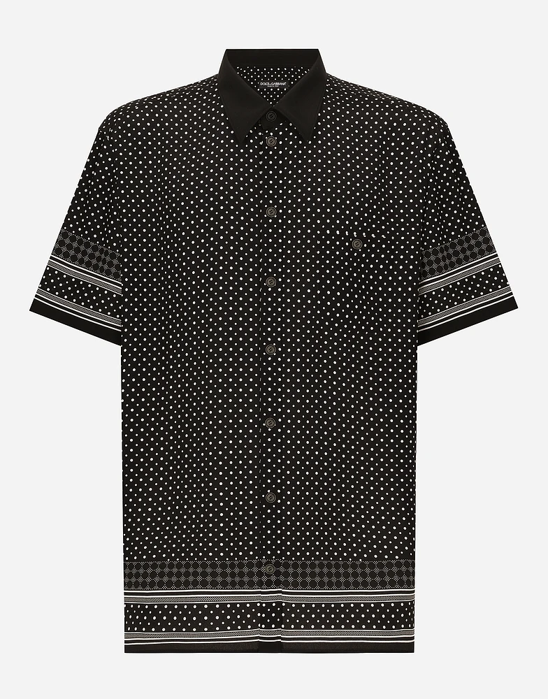 Tie-print silk Hawaiian shirt