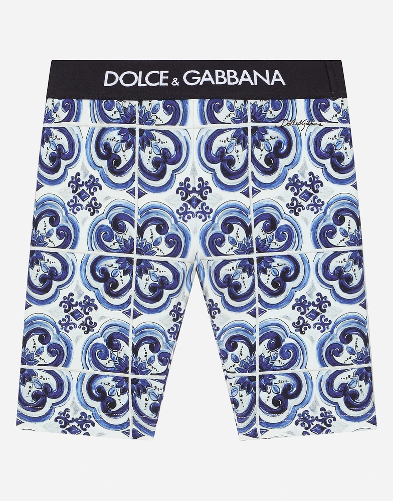 Majolica-print interlock cycling shorts