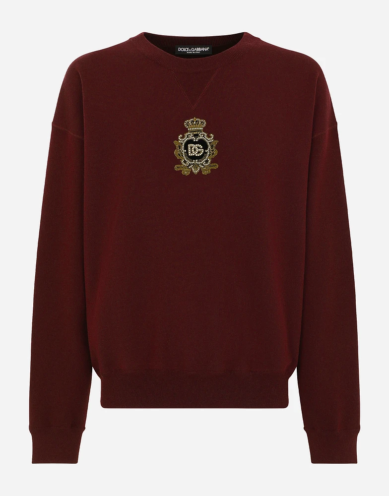 Cashmere and wool knit sweatshirt with DG patch