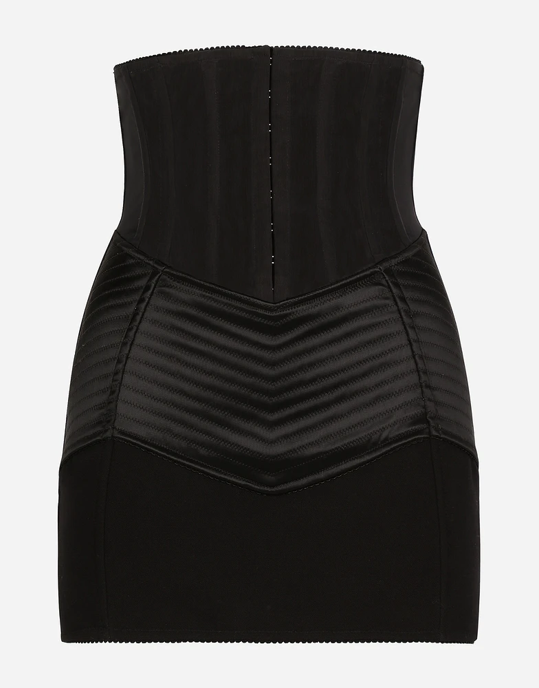 Short skirt with corset belt detail