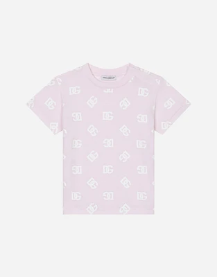 Jersey T-shirt with all-over DG logo print