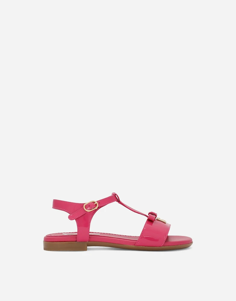 Patent leather sandals with metal DG logo
