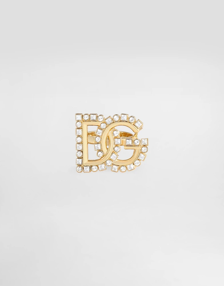 Ring with rhinestone-detailed DG logo