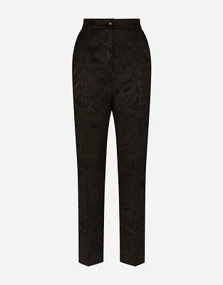 Floral jacquard pants
