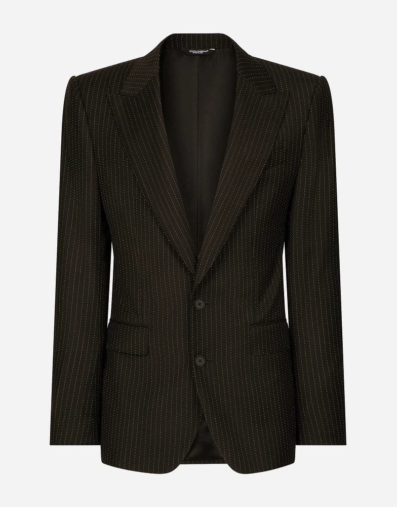 Single-breasted pinstripe wool Sicilia-fit jacket