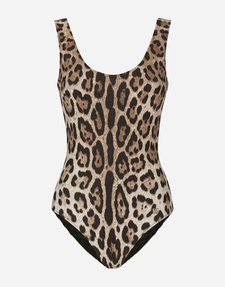 Leopard-print one-piece swimsuit