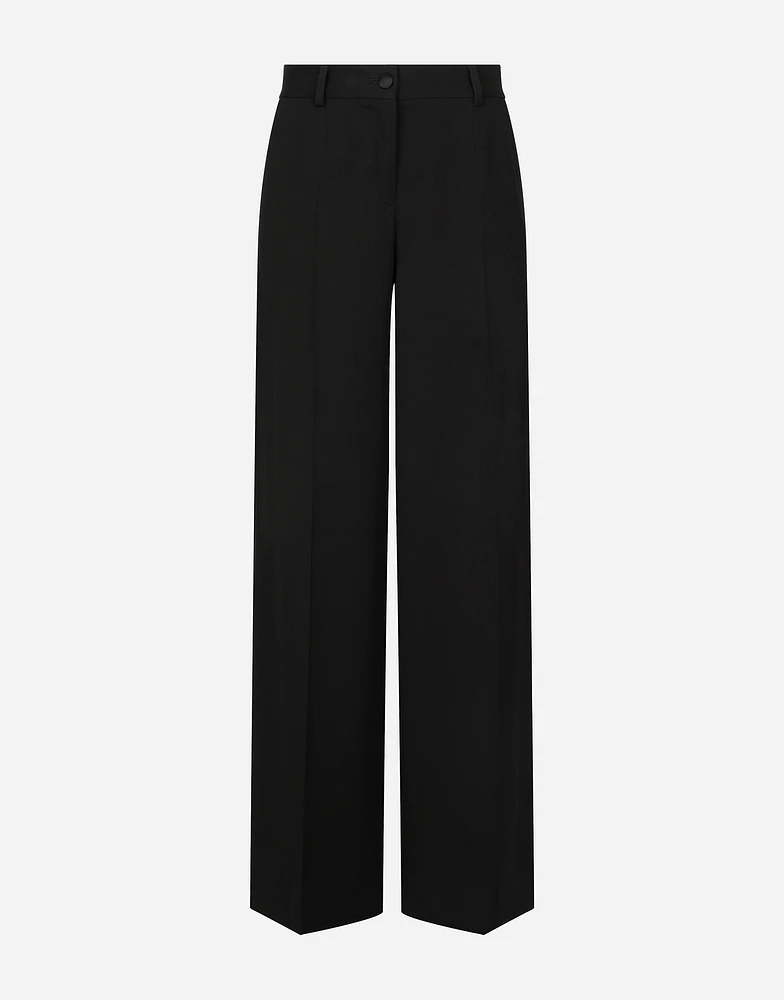 Flared wool gabardine pants