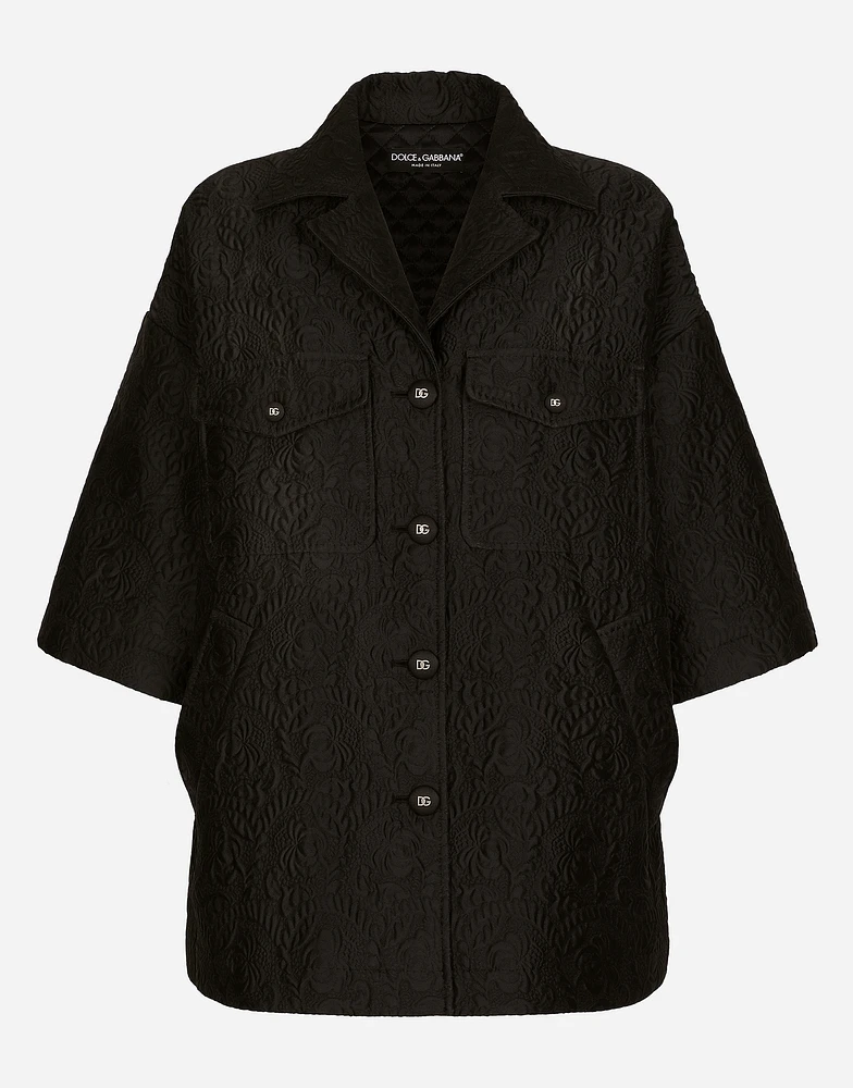 Short floral jacquard cape