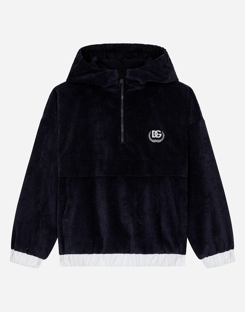 Velvet hoodie with DG laurel logo