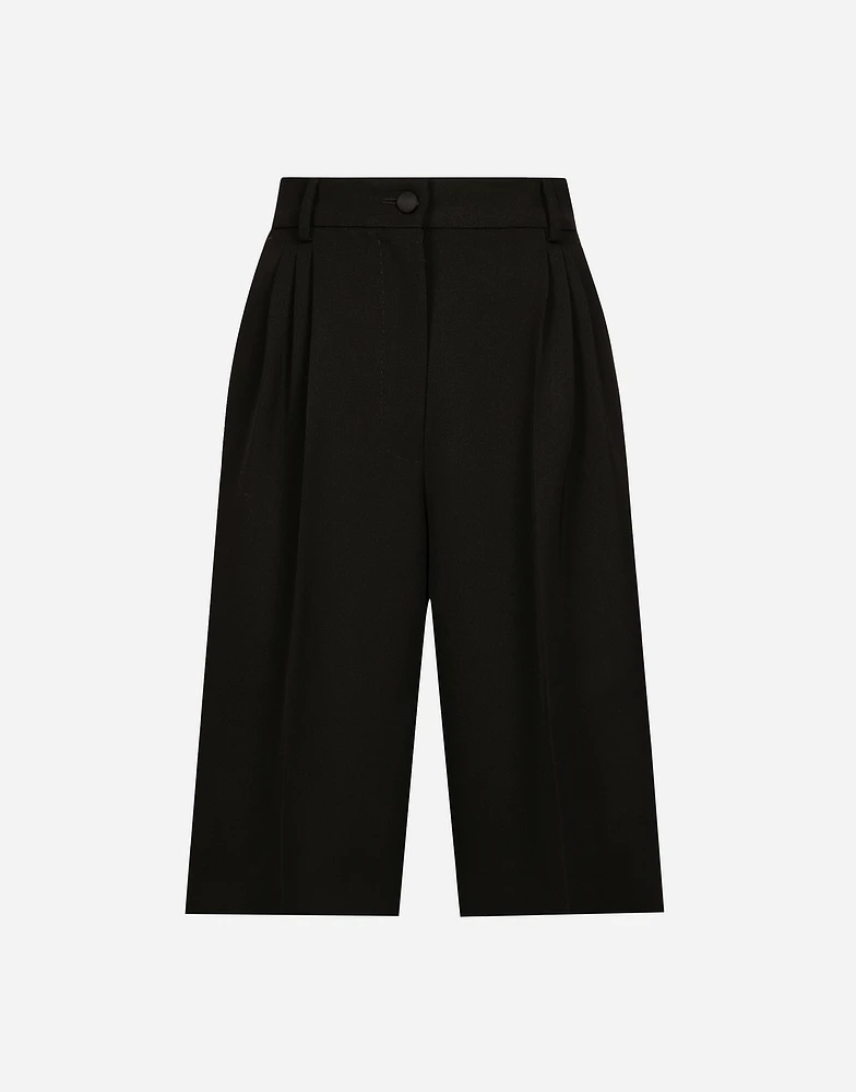 Wool gabardine tuxedo Bermuda shorts