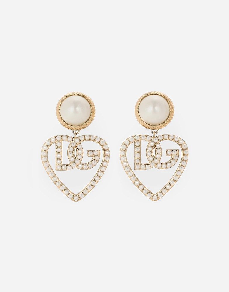 Drop earrings with cabochon details and DG logo heart