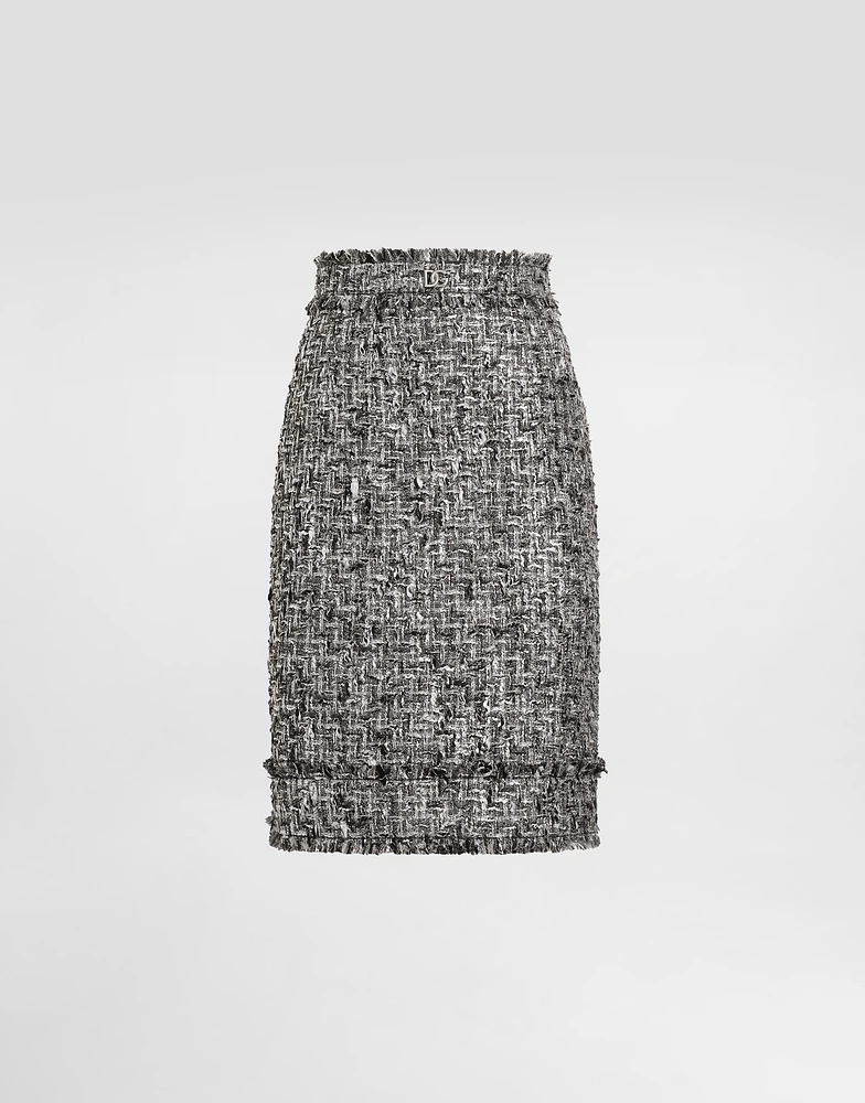 Raschel tweed midi pencil skirt