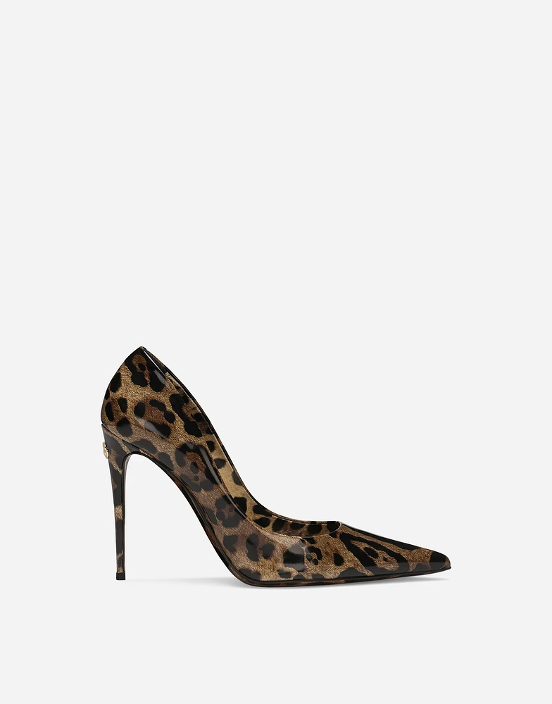 Printed polished calfskin pumps