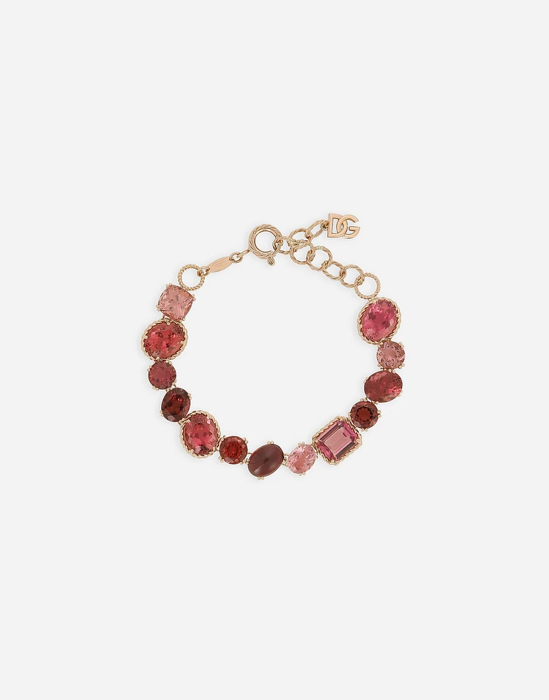 Rainbow Monochrome Bracelet 18 carat red gold and pink tourmalines