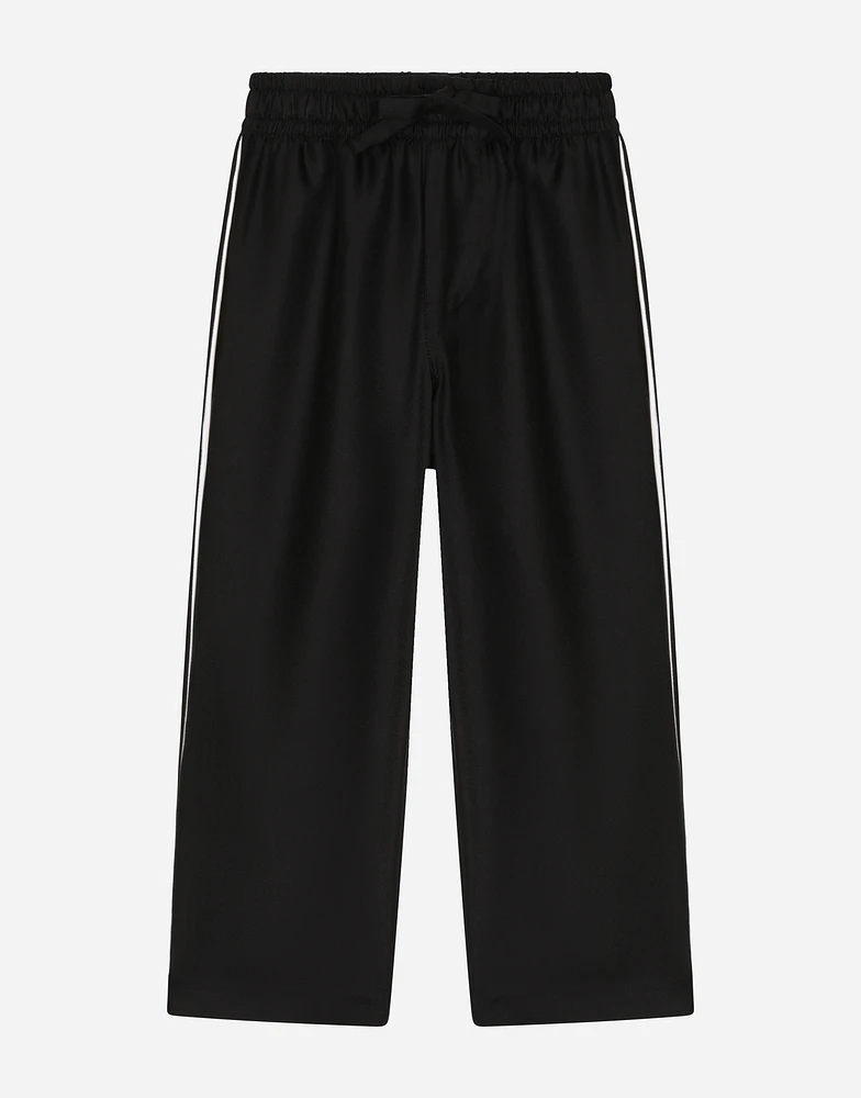 Silk twill vanity pants with DG embroidery