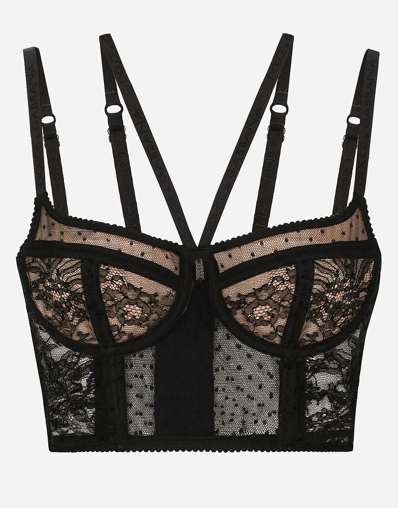 Lace lingerie bustier with straps