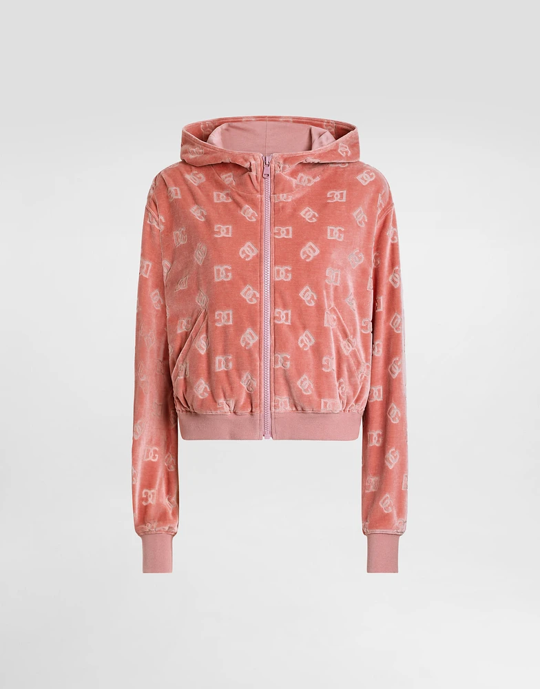Chenille jacquard hoodie with DG logo