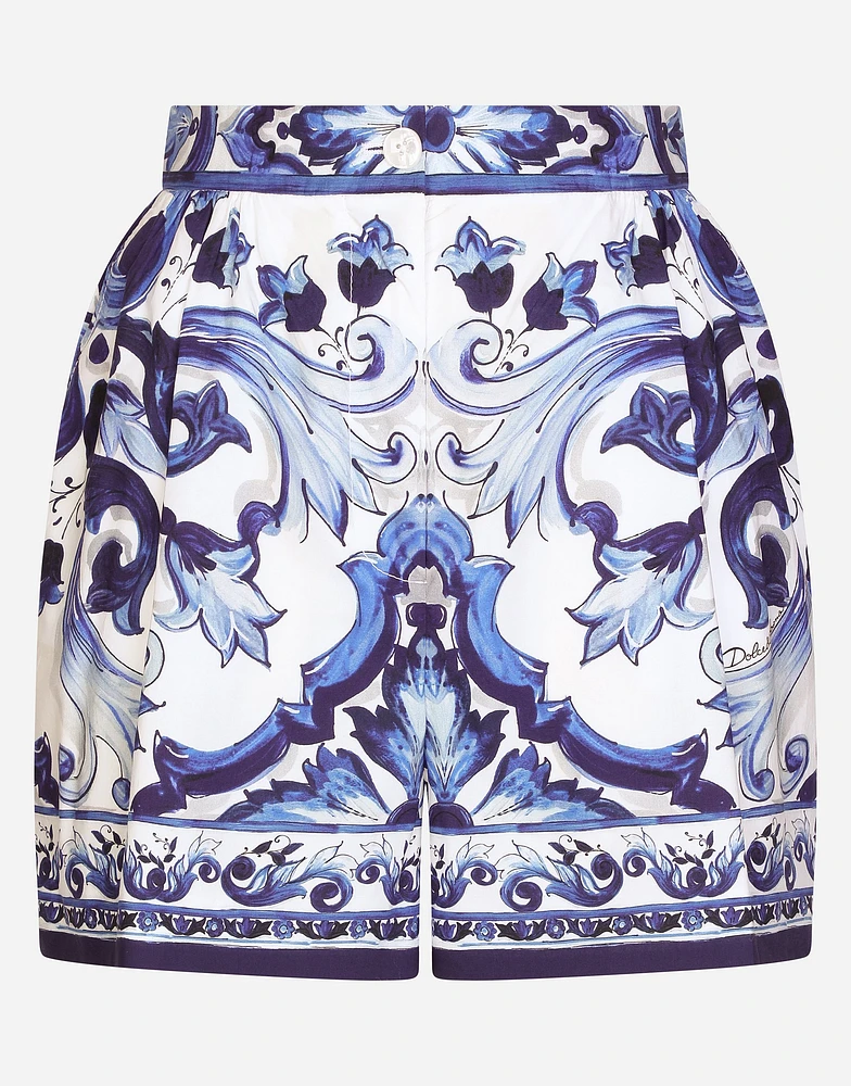 Majolica-print poplin shorts