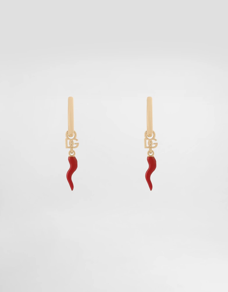 Creole earrings with horn