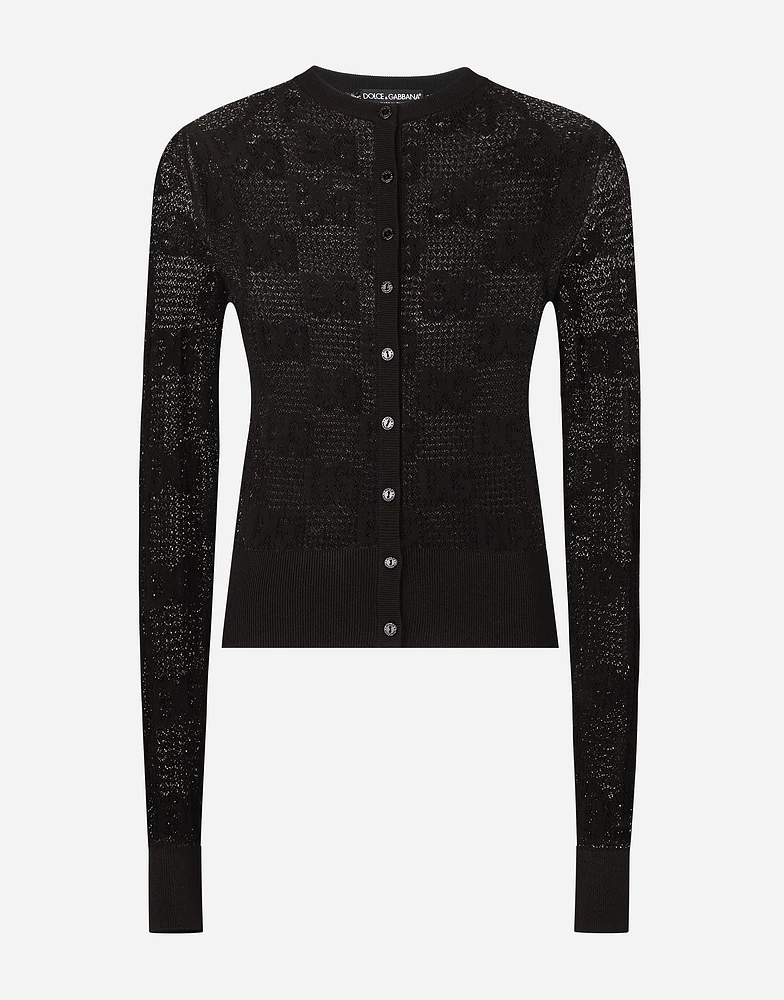 Lace-stitch cardigan with DG logo