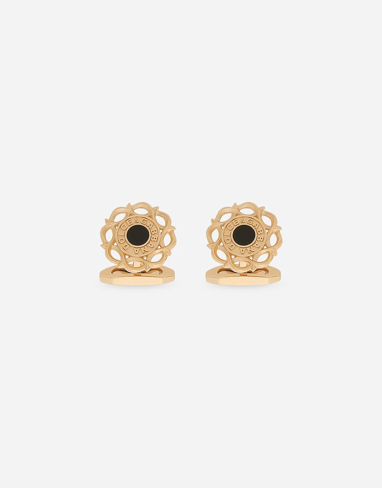 Floral enameled cufflinks