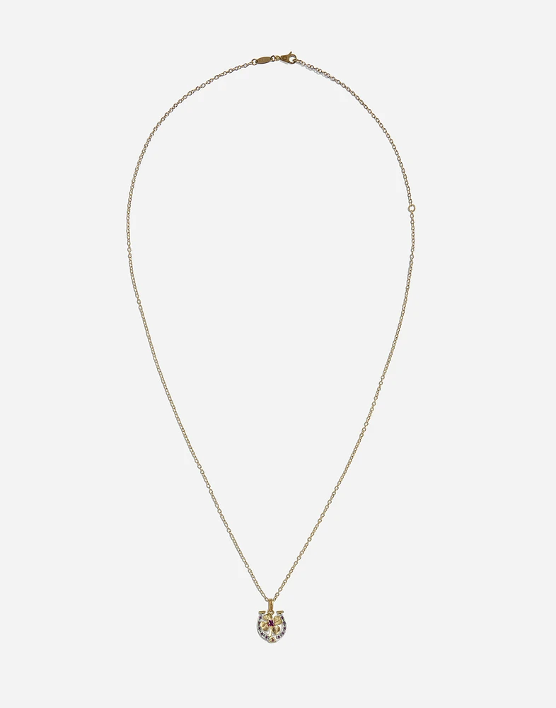 Good Luck Necklace 18 carat white and yellow gold and rubies