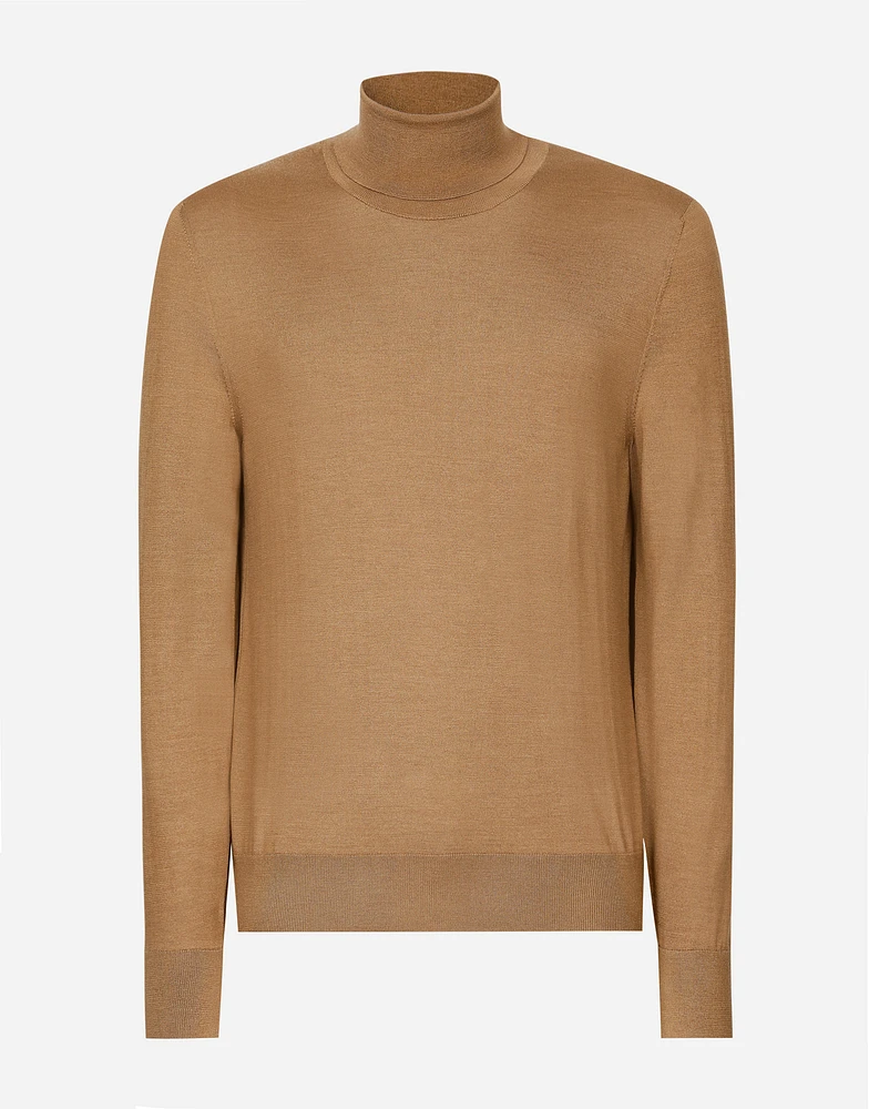 Cashmere and silk turtle-neck sweater