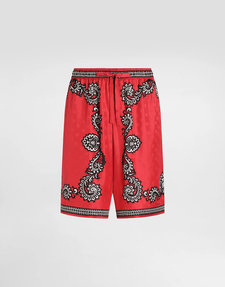 Bandanna-print silk shorts