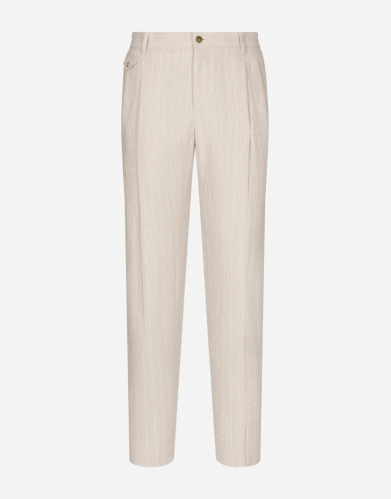 Pinstripe linen pants