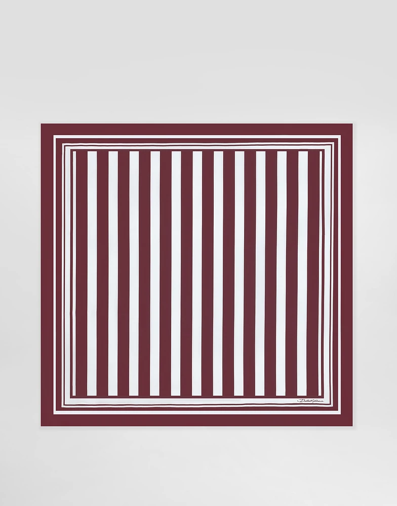 Striped-print silk twill foulard (70 x 70)