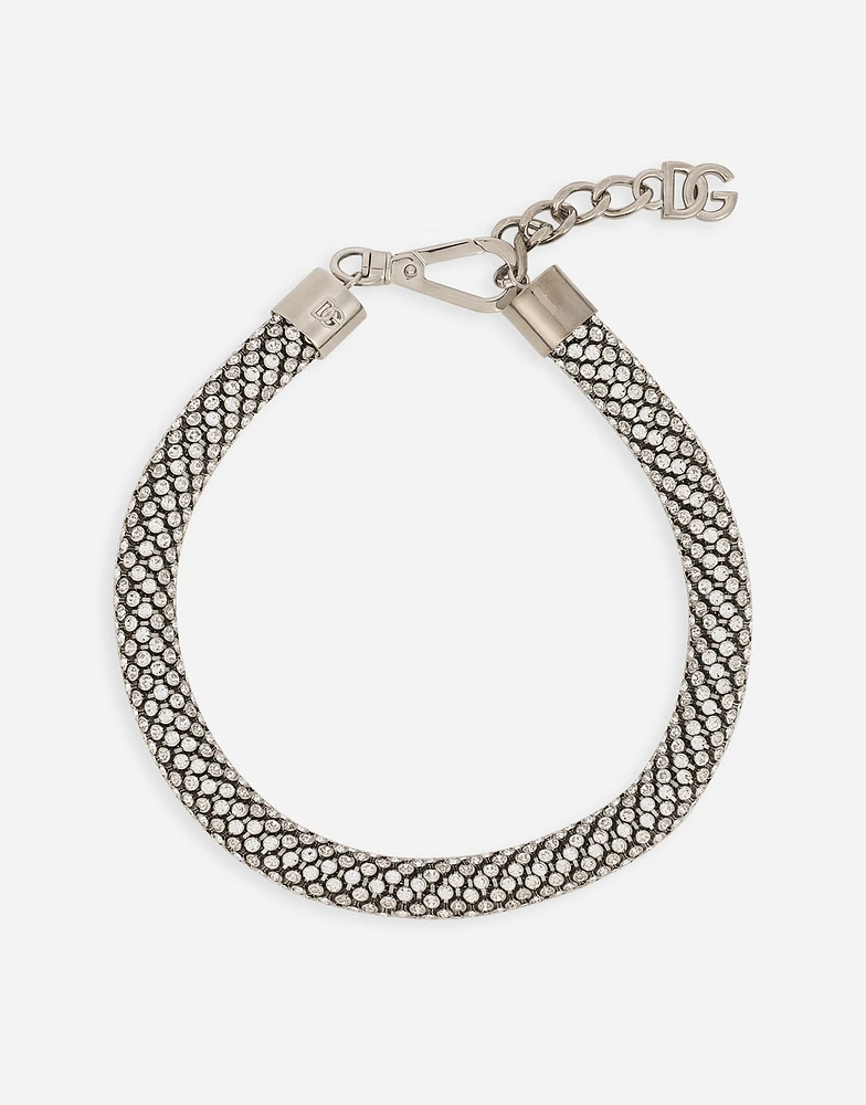 Tubular choker with rhinestones