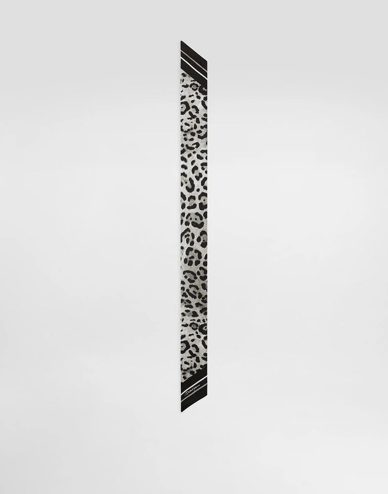 Leopard-print twill headscarf (6x100)
