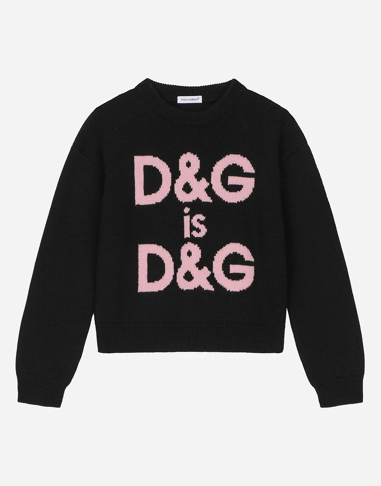 Round-neck sweater with DG logo inlay