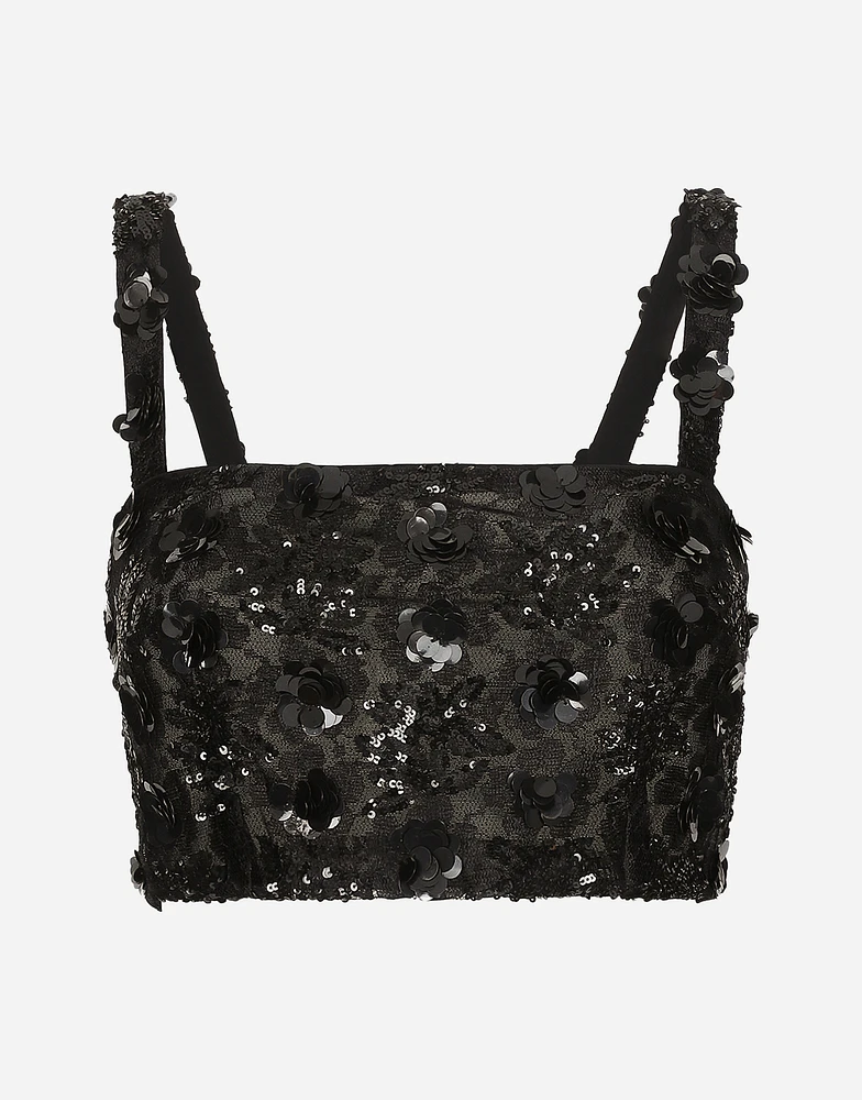 Bralette top with sequin embroidery