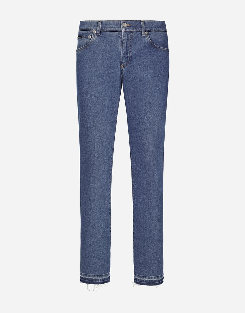 Slim-fit stretch blue denim jeans