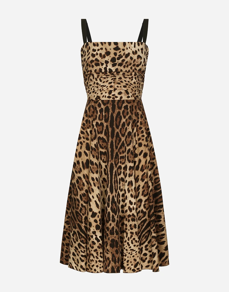 Leopard-print cady wrap dress