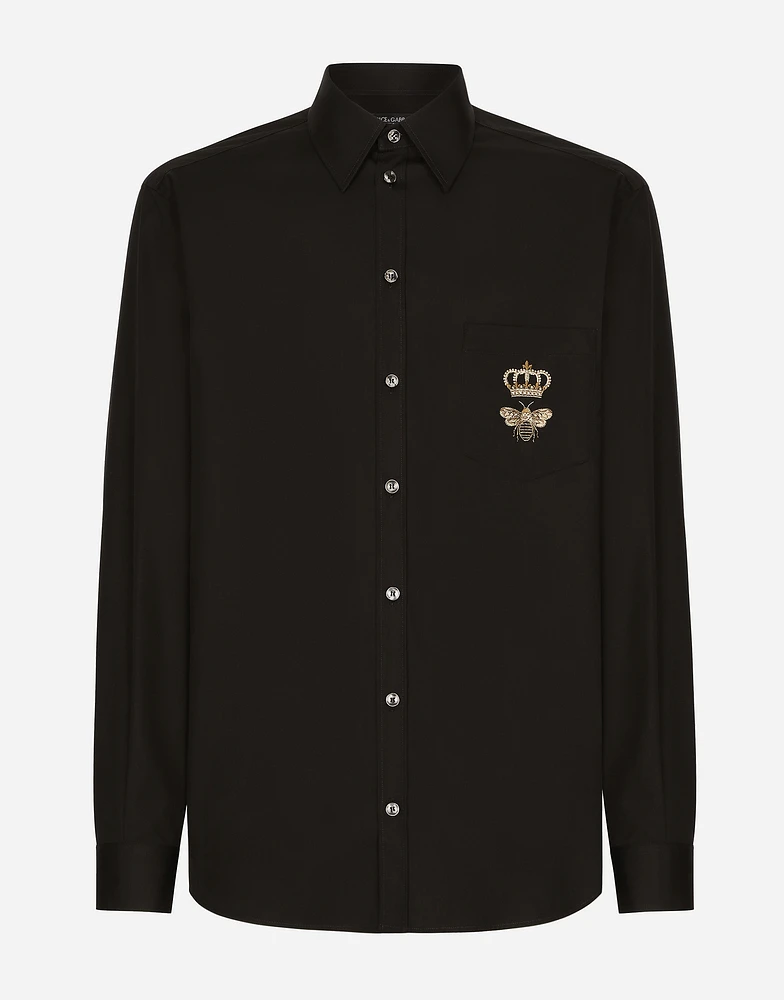 Cotton Martini-fit shirt with embroidery