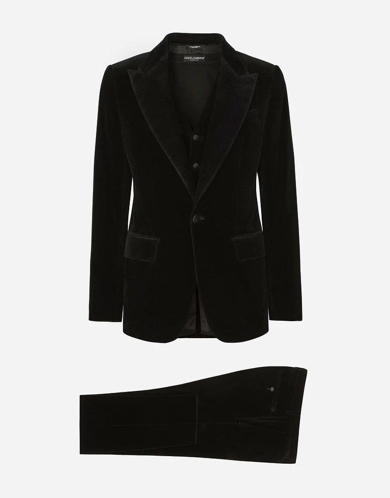 Single-breasted smooth velvet suit