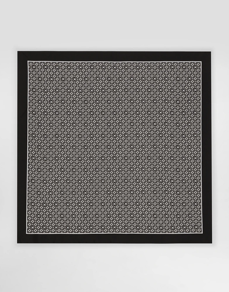 Silk scarf with micro-design and logo print