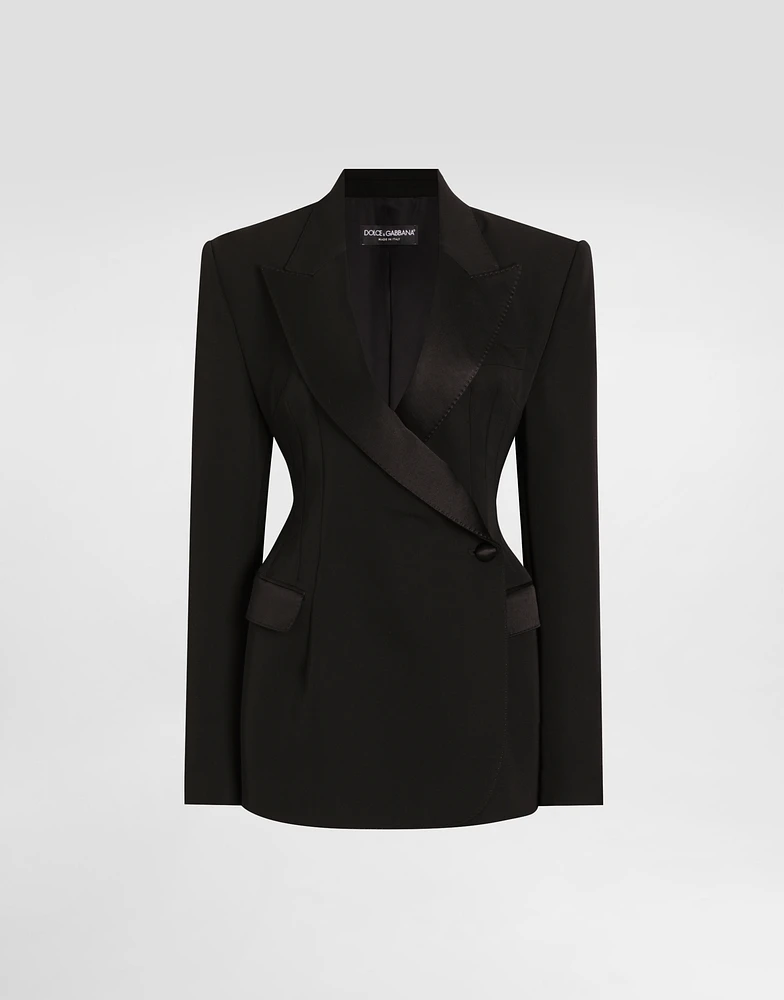 Double-breasted wool gabardine tuxedo jacket