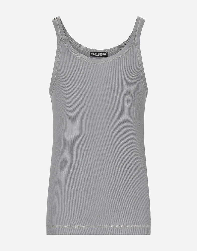 Fine-rib cotton singlet