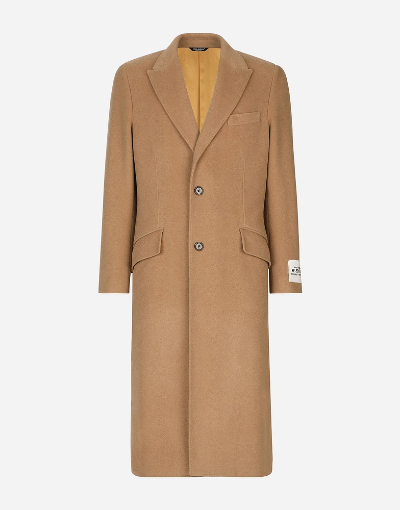 Single-breasted camel wool coat