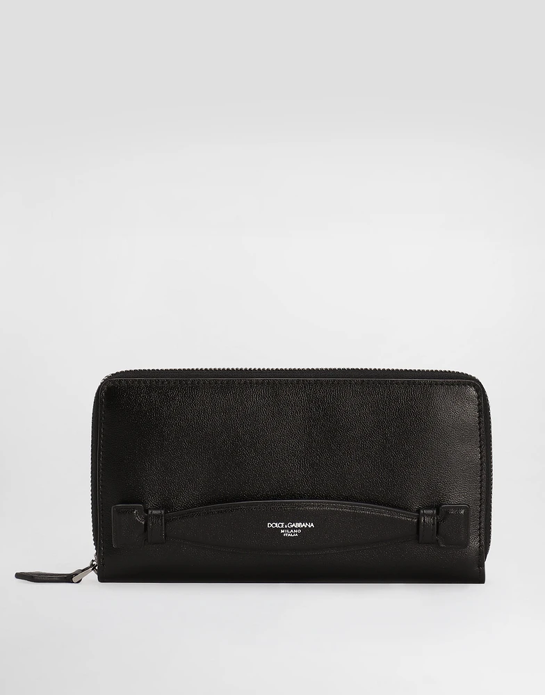 Zip-around calfskin wallet