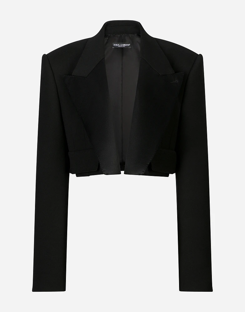 Short double wool tuxedo jacket