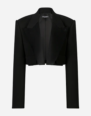 Short double wool tuxedo jacket