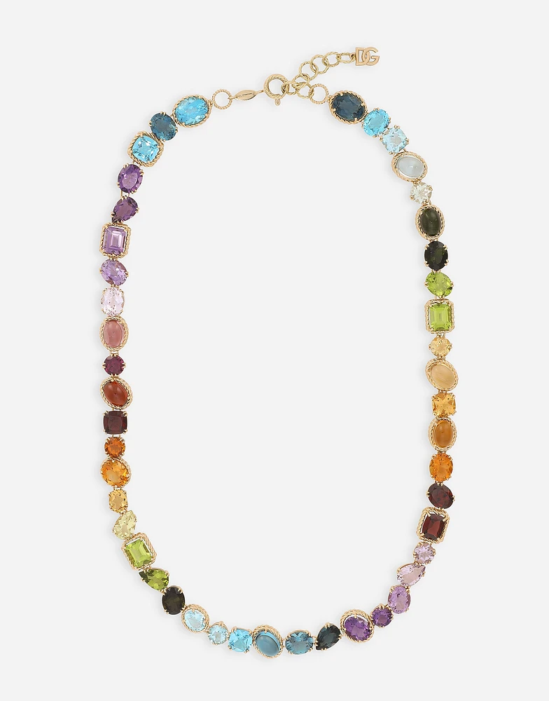 Rainbow Necklace 18-carat yellow gold and multicolored gems