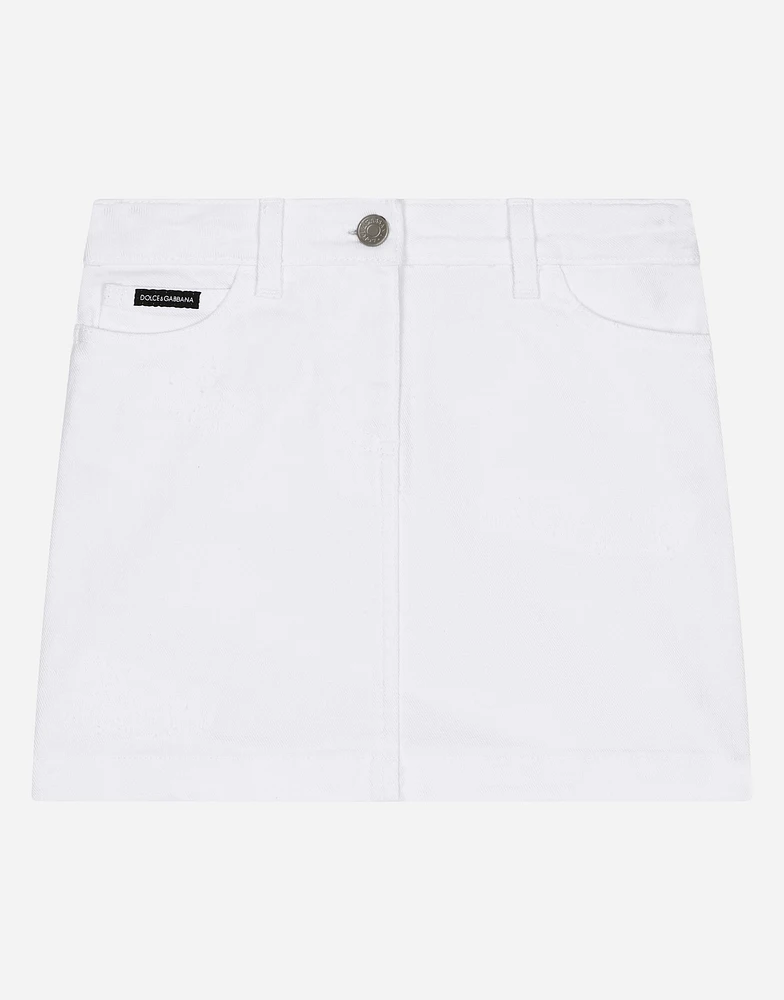 5-pocket short skirt ripped denim