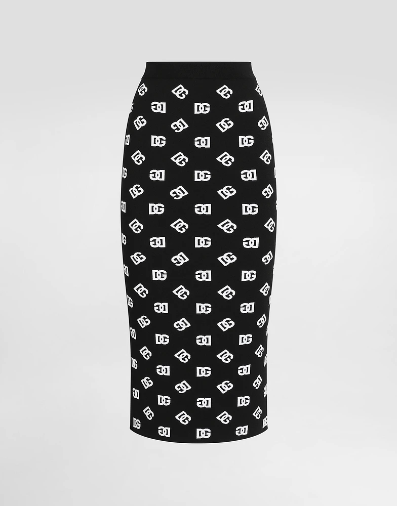 Viscose pencil skirt with jacquard DG logo