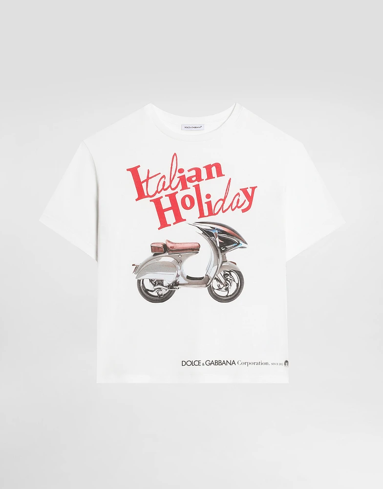 Jersey T-shirt with Italian Holiday print